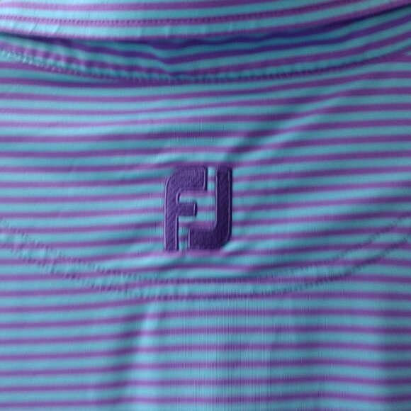 FootJoy Polo Shirt Mens XXL  2XL blue purple strip Golf Performance Short Sleeve - Picture 4 of 4